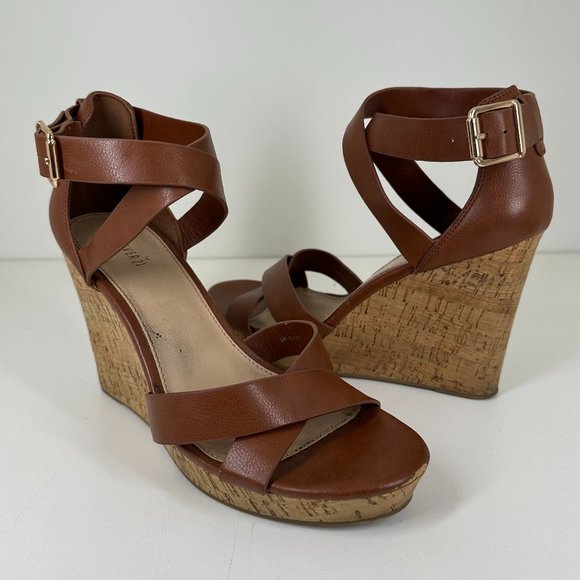 F21 Brown Wedge Heels | 7 - Picture 1 of 3